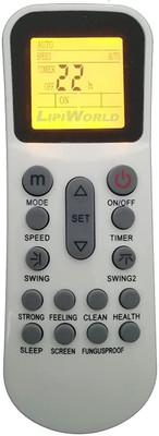 LipiWorld 125 AC Remote Control with Display Light Backlight Compatible for  Bluestar AC Remote Controller(Grey/White)