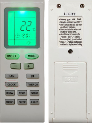 ERNIL (Clock Button) AC Remote Compatible for Voltas/Videocon/Godrej/Onida AC Remote (With Back Light) Remote Controller(White)