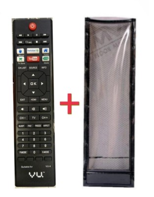 Paril (Remote+Cover) Tv Remote compatible for VU Smart led/lcd Tv TvR-134 RC With PU Leather Protective Cover Remote Controller(Black)