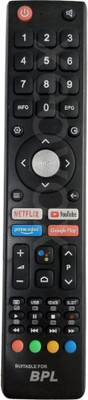 Solid BPL Television with OTT Hotkeys Without Voice Command BPL Compatible for BPL Tv Remote Control Suitable for Smart Android 4k LED Remote Control Compatible for BPL LCD LED TV Remote Controller(Black)