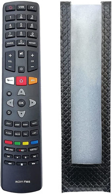 BhalTech RC311 FMI5 PU Leather Case Cover Perfect Fitting Specially Designed Protective Remote (Only Remote Cover) Pls Check Your Remote Dimensions Compatible for VU TV Remote Controller(Black)