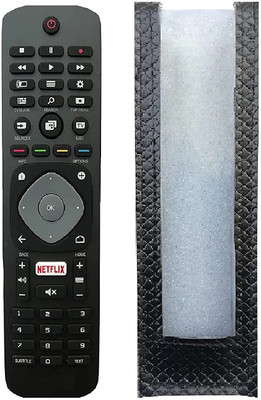 BhalTech RM-L1285 PU Leather Case Cover Perfect Fitting Specially Designed Protective Remote (Only Remote Cover) Pls Check Your Remote Dimensions Compatible Philip TV Remote Controller(Black)