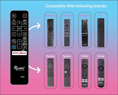 LRIPL UN181 4 in 1 Universal Replacement Remote Control [Without Voice Command] Compatible with Smart Android LED TV, Realme, Onida, Samsung, MI, [No Setup Required] Remote Controller(Black)
