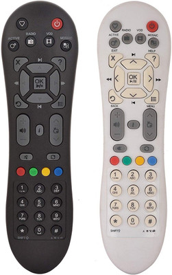 HDF Compatible for Videocon D2H SD Standard Defination (Pack of 2 - Combo Offer) Videocon D2H SD TV Remote Controller(White & Black)