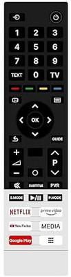 AACL Toshiba Smart Tv Remote Without Voice - Hot Keys Netflix, Prime Video, Media, Toshiba Smart Tv Remote Without Voice - Hot Keys Netflix, Prime Video, Media, Google Play, YouTube and Media Use for LCD LED OLED QLED UHD 4K Android TVs, Remote Controller(Black)