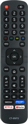 RESORB LED 446 CT-95011 CT-95013 Compatible Remote for LED Remote for Toshiba LED Smart TV EN2CB27T 43U5069 43U5069EE Remote Controller(Black)