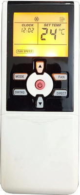BhalTech 55 AC with Display Light Compatible for  VOLTAS AC with Backlight Remote Controller(White)