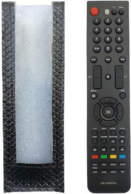 BhalTech PU Leather Remote Cover Perfect Fitting Only Remote Cover Pls Check Your Remote Dimensions Compatible for ER-31607 VU TV Remote Control Cover Remote Controller(Black)