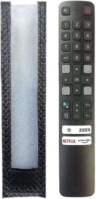BhalTech PU Leather Remote Case Cover Perfect Fitting Specially Designed Fully (Only Remote Cover) Pls Check Your Remote Dimensions Compatible for TCL Voice TV Remote Controller(Black)