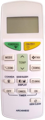 Tech Vibes daikin Ac 132L Model No:-ARC484B32 AC Remote Compatible with DAIKIN AC Split Window 132L with Dew Clean Function DAIKIN Ac 132L Remote Controller(White)