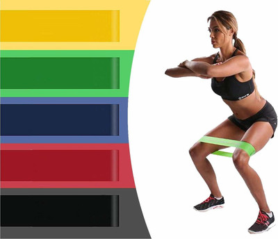 JKIHO Resistance Bands Mini Loop (Set of 5) Perfect for Toning & Home Workout Resistance Tube(Multicolor)