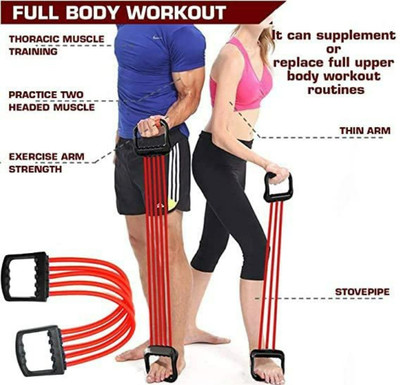 BOLDHIGH Adjustable Body Builder Silicon Chest Expender for Men & Women Resistance Tube(Multicolor)