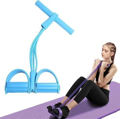JKRP ENTERPRISE Pull Reducer Training Bands 4 Tubes Body Trimmer Pedal Exerciser Ab Exerciser(Multicolor)