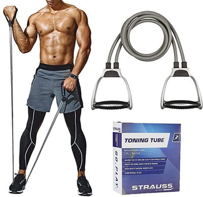 KinetiFlex Pro body fitness toing tube fitness pulling rope for men Resistance Tube Resistance Tube(Red, gray, Black)