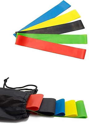 QADHI Resistance Loop Exercise Bands for Squats,Hips, Legs,(Set of 5) Resistance Tube Resistance Tube(Multicolor)