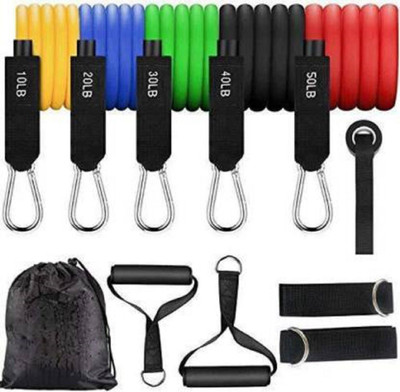 xwipe 11 Piece Gym Power Resistance Band Set for Workout and Yoga Resistance Resistance Tube(Multicolor)