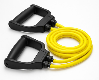 Alika Double Toning Tube Exerciser with D-Handle | Heavy Resistance Tube (Yellow) Resistance Tube(Yellow)