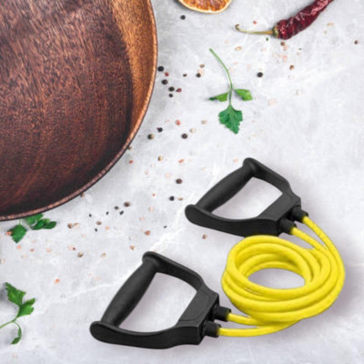 Aoriyon HS0-S8JC Toning Tube Elastic Rubber Exercise (BLACK YELLOW) Resistance Tube(Yellow)