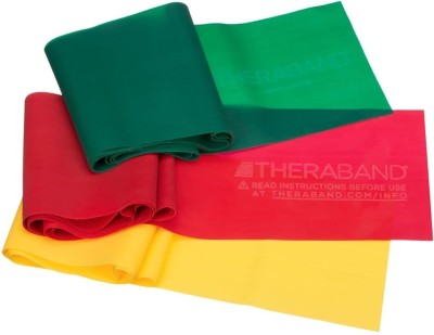 Theraband Beginner Light Exercise 3 Band Kit – 5 Feet Each, Latex Free Rubber Band Resistance Tube(Red, Yellow, Green)