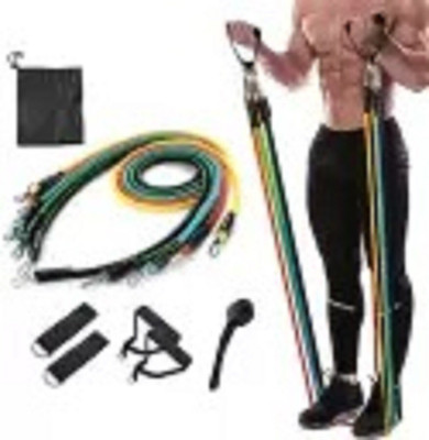 xwipe 11Pc Resistance Bands Elastic Rubber Rope Sport Expander Bodybuilding Exercise Resistance Tube(Multicolor)