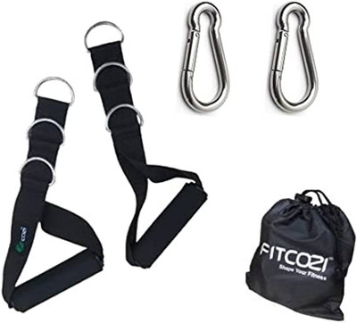 Fitcozi Pro Grip Handle Cable Crossover Gym Machine Accessories (2) Resistance Tube(Black)