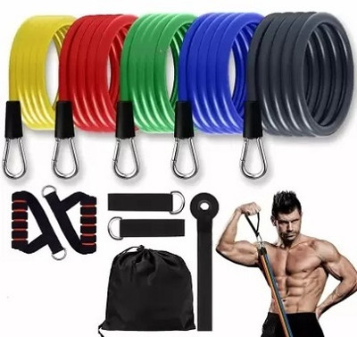 SISODIYA ENTERPRISE Resistance Bands 11pcs Set Tubes for Fitness Home Gym Exercise Workout Resistance Tube(Multicolor)