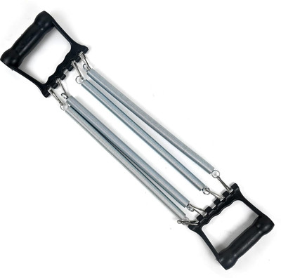 GrowStep Chest Expander Band 5 Removable Steel Springs –Upper Body Workout Tool Strength Resistance Tube(Silver, Black)