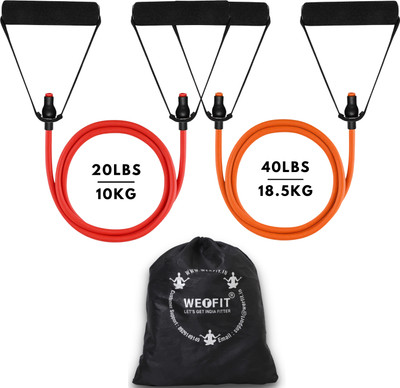 WErFIT Resistance Band & Tube Pack of 2 For Complete Workouts(20&40 LBS) & Carry Bag Resistance Tube(Red & Orange)