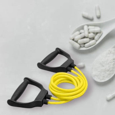 SRD KJS-A8Y8 Toning Tube Elastic Rubber Exercise (BLACK YELLOW) Resistance Tube(Yellow)