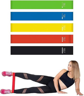 QWESI Resistance Loop Exercise Bands for Home Workouts Resistance Band (Pack of 5) Resistance Tube(Multicolor)