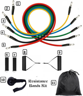 xwipe All in One Power Resistance Toning Tube Bands 11 Pcs Set, Home And Gym Equipment Resistance Tube(Multicolor)