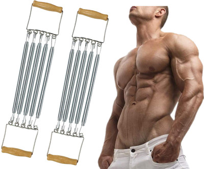 Strauss Chest Expander With 5 Springs (Pack of 2) Adjustable Steel Springs Resistance Tube(Silver)