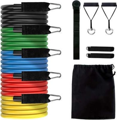 Pheonix 11 piece Resistance Bands Set for Exercise, Stretching, & Workout Toning Tube Resistance Tube(Multicolor)
