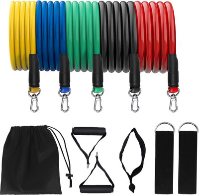 Shopeleven 11 in One Resistance Bands Set for Exercise,Stretching & Workout Toning Tube Resistance Tube(Multicolor)