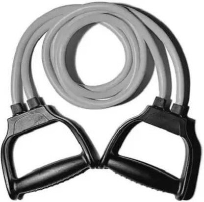 Xsurefit D Handle Double Toning Tube for Exerciser Stretching Home and Gym Resistance Tube(Grey)