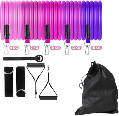 Khargadham HomeGym Resistance Bands Kit for Exercise,Stretching Training & Physical Therapy Resistance Tube(Pink)