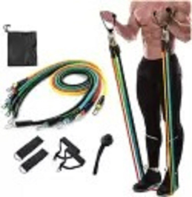 AARONIKA Power resistance band 11 Pcs Set for Beginner to Experts Resistance Tub Resistance Tube(Multicolor)