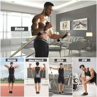 HOIGADGETS (MULTICOLOR)Gym Power Resistance Band Set for Exercise Pull Ups Resistance Tube Resistance Tube(Multicolor)