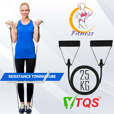 TQS Non-Slip Foam Handle Resistance Band for Fitness Resistance Tube(Multicolor)