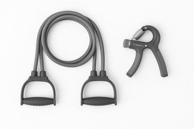 Masko Toning Tube with D Handle Fitness Rope and Hand Grip for Body Workout Resistance Tube(GRAY)