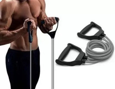KHALIFA AND BADSHAH pure latex tube stretching rope for home gym exerciser Resistance Tube (Grey) Resistance Tube(Multicolor)