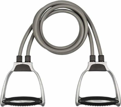 TensionX Double Resistance Band with D Handle Resistance Tube Resistance Tube(Grey)