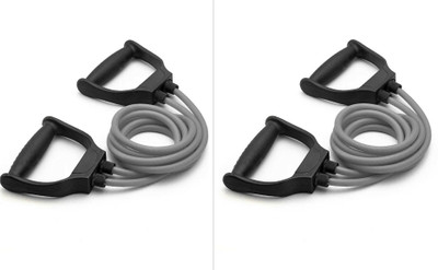 STOROHOLIC Combo Double Toning Resistance Tube Band for Gym Toning with D Shaped Handles Resistance Tube(Black, Grey)