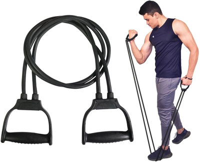 aavoam Premium Double Toning Resistance Tube with D-Shaped Handles for Home Workouts Resistance Tube(Black, Grey)