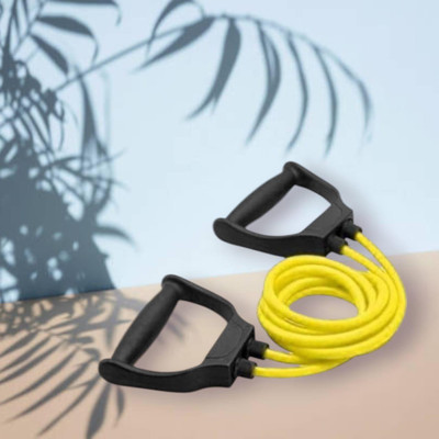 SRD KJD-8US Toning Tube Elastic Rubber Exercise (BLACK YELLOW) Resistance Tube(Yellow)