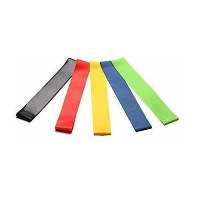 FITZEN 5 Set Loop Elastic Belt Round Rubber Rope | Workout Pull Arm Bands -1 Resistance Band(Black, Blue, Green, Red, Yellow, Pack of 5)