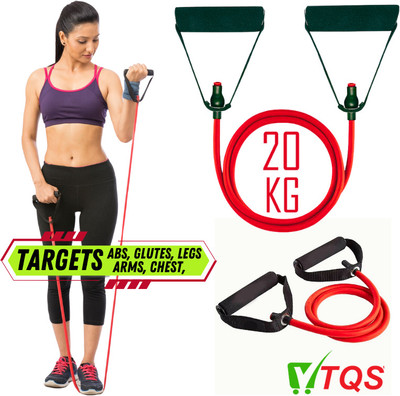 TQS Resistance Band, Toning Tube with D Handle for Exercise Workout Resistance Tube(Black, Red)