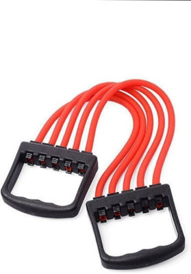 SK Sports Adjustable Multi-Function 5 Rubber Tubes Chest Expander Chest Resistance Tube Resistance Tube(Red)