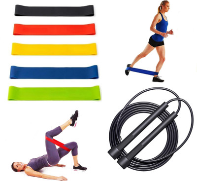 AG Lifestyle Products (Pack of 5)+(1 Pencil Skipping Rope Free) Resistance Loop Exercise Bands Resistance Tube(Multicolor)