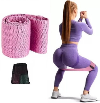 Fitcozi Fabric Resistance Loop Hip Band for Hip, Legs, Stretching, Toning Workout Resistance Tube(Pink)